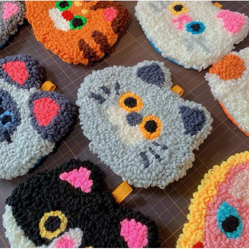 CAT Punch Needle Coaster DIY Kit with Yarn Set | Sphinx British Shorthair Moggie Tabby Siamese – All materials included