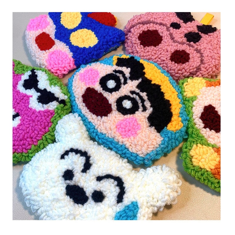 Cute Cartoon Own Design Punch Needle Coaster DIY Kit with Yarn Set | Crayon Shinchan – All materials included