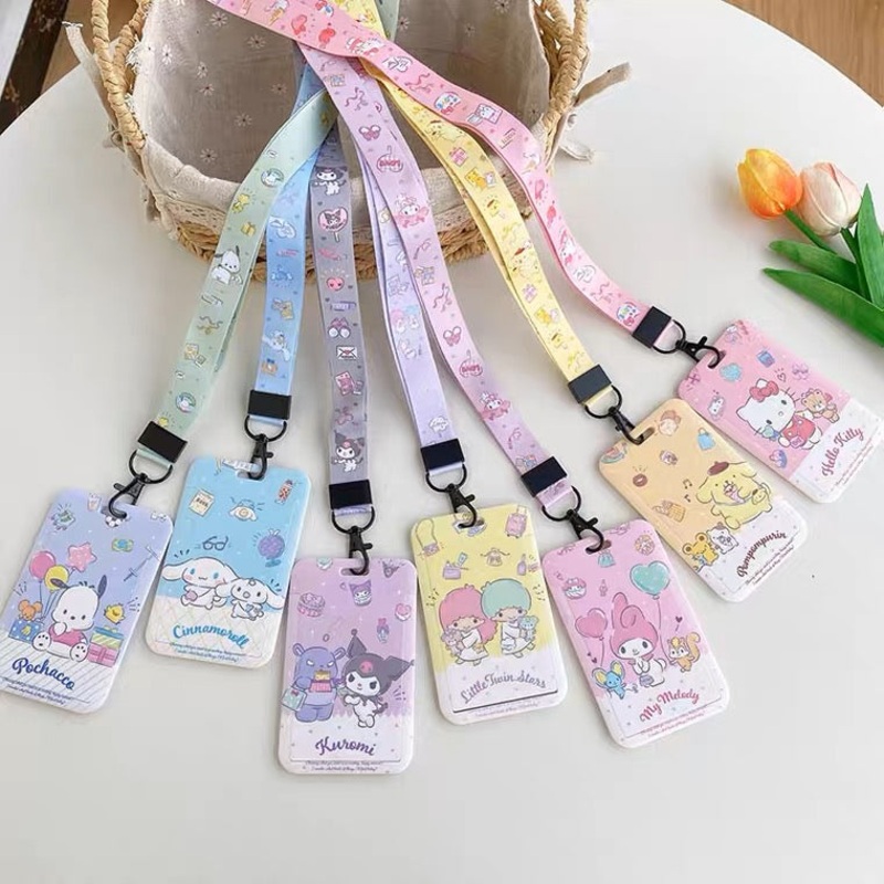 Sanrio Hello Kitty My Melody Kuromi Little Twin Stars Cinnamoroll Pompompurin Pochacco Card Badge Holder with Lanyards