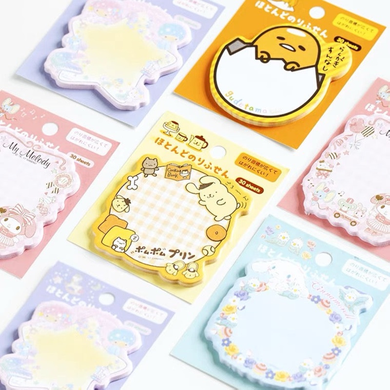Sanrio Japan Mini Memo Pad Part 1 | My Melody Little Twin Stars Cinnamoroll Pompompurin Gudetama – 30Sheets