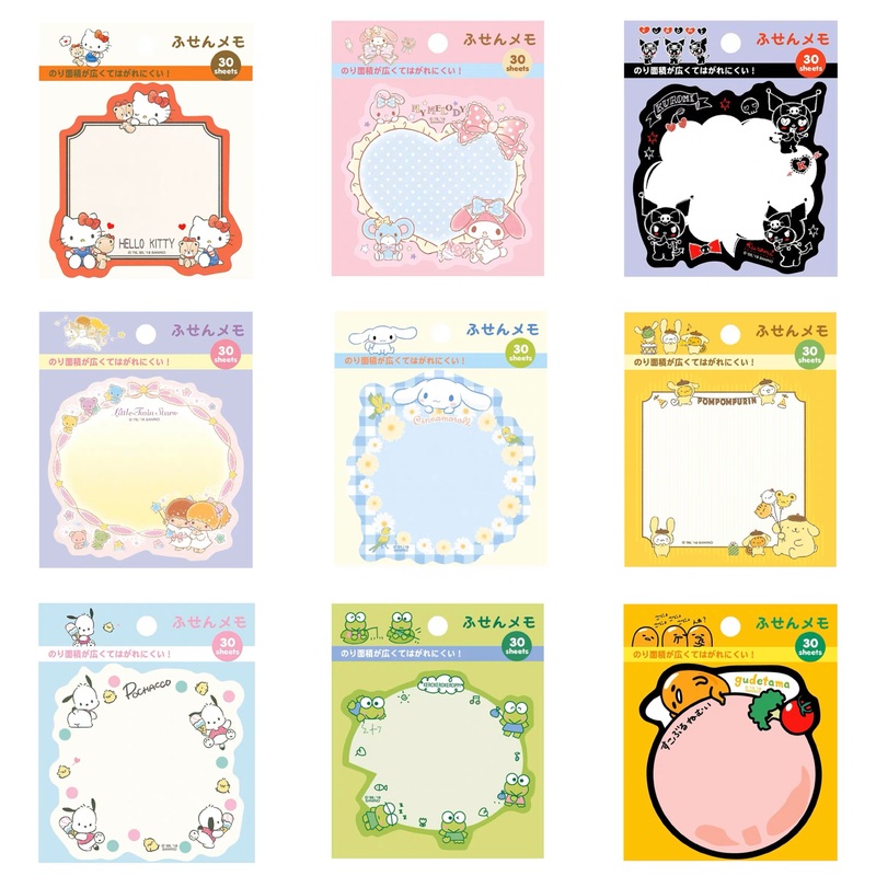 Sanrio Japan Mini Memo Pad Part 2 | Hello Kitty My Melody Kuromi Little Twin Stars Cinnamoroll Pompompurin Pochacco Keroppi Gudetama – 30Sheets