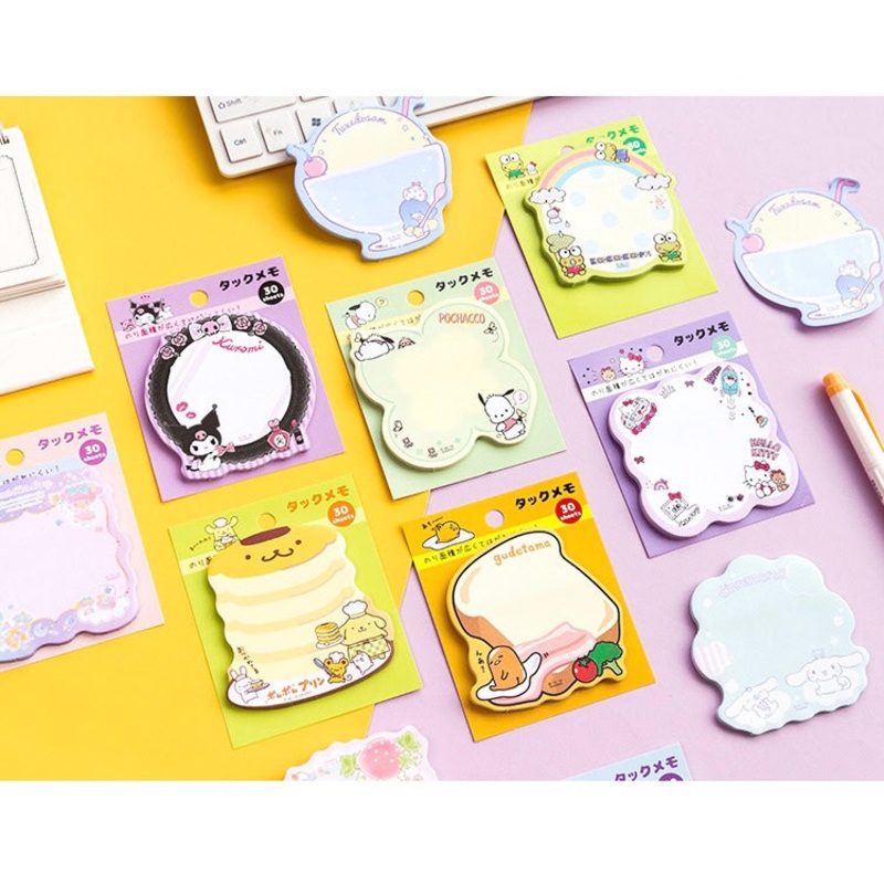 Sanrio Japan Mini Memo Pad Part 3 | Hello Kitty My Melody Kuromi Little Twin Stars Cinnamoroll Pompompurin Pochacco Keroppi Gudetama Tuxedosam – 30Sheets