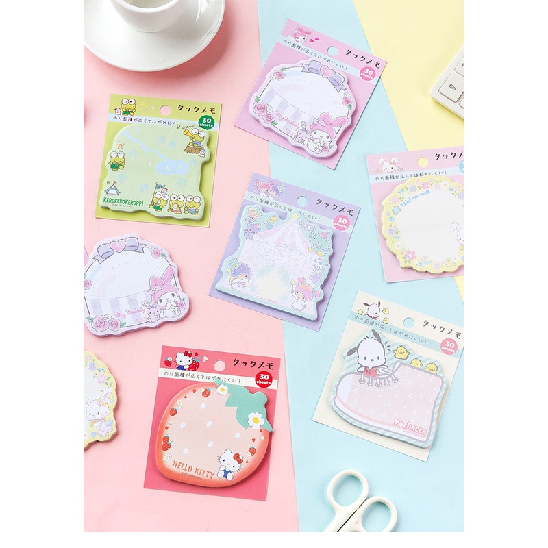 Sanrio Japan Mini Memo Pad Part 4 | Hello Kitty My Melody Little Twin Stars Wish me mell Pochacco Keroppi – 30Sheets