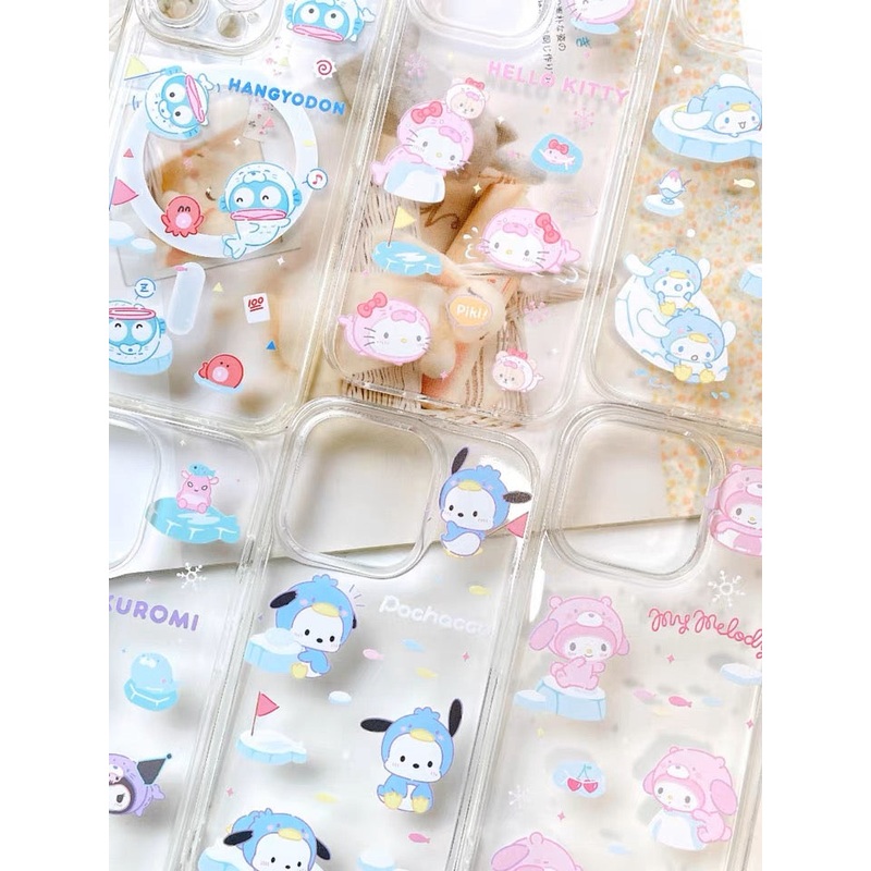 Sanrio Lovely Seal on Ice | Hello Kitty My Melody Kuromi Cinnamoroll Pochacco Hangyodon iPhone Case PLUS SE2 11 12 13 14 15 Pro Promax 12mini 13mini