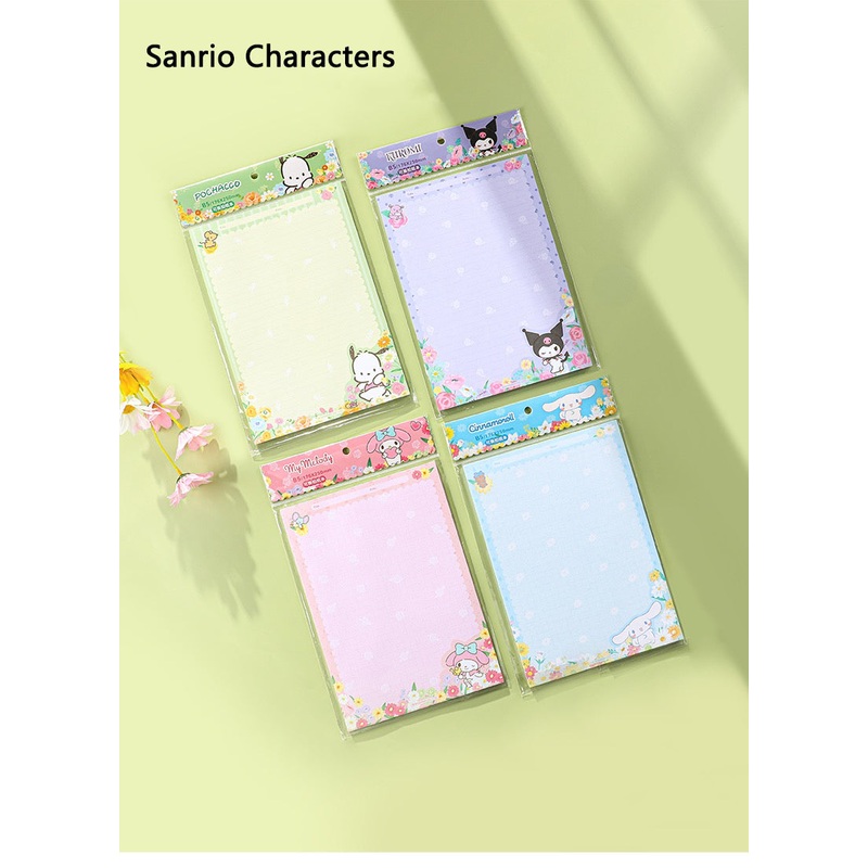 Sanrio Romantic Flower B5 Letter Memo Paper | My Melody Kuromi Cinnamoroll Pochacco – 60 Sheets