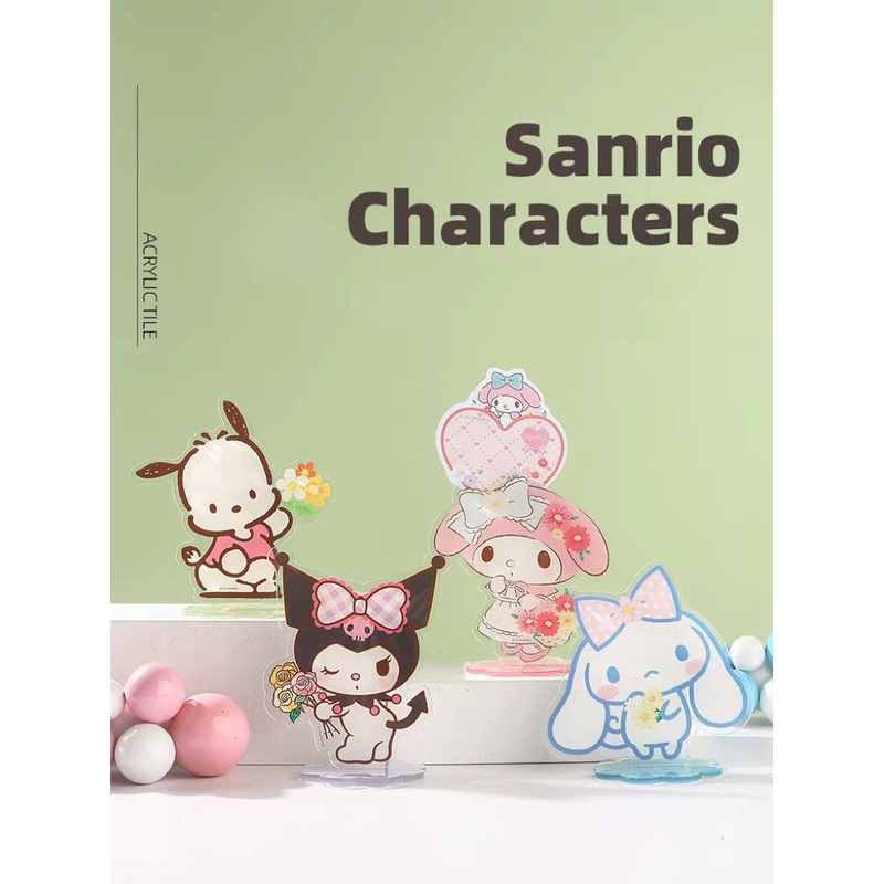 Sanrio Romantic Flower Big Acrylic Stand with Clip  | My Melody Kuromi Cinnamoroll Pochacco