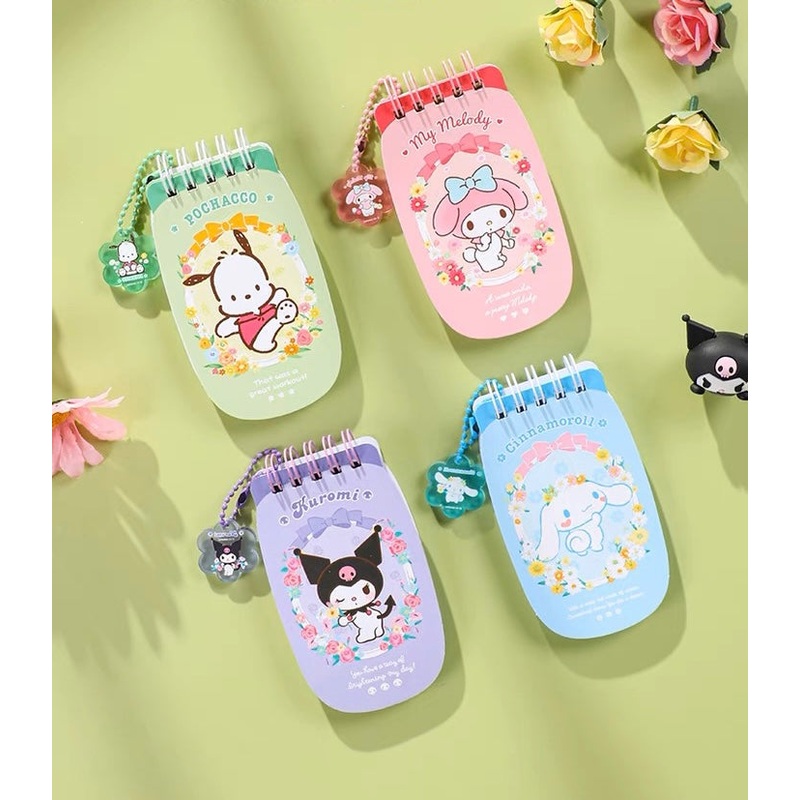 Sanrio Romantic Flower Mobile Mini Notebook | My Melody Kuromi Cinnamoroll Pochacco – 60 Sheets