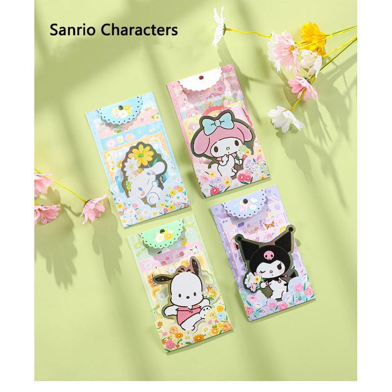 Sanrio Romantic Flower Stickers and Memo DIY Set | My Melody Kuromi Cinnamoroll Pochacco