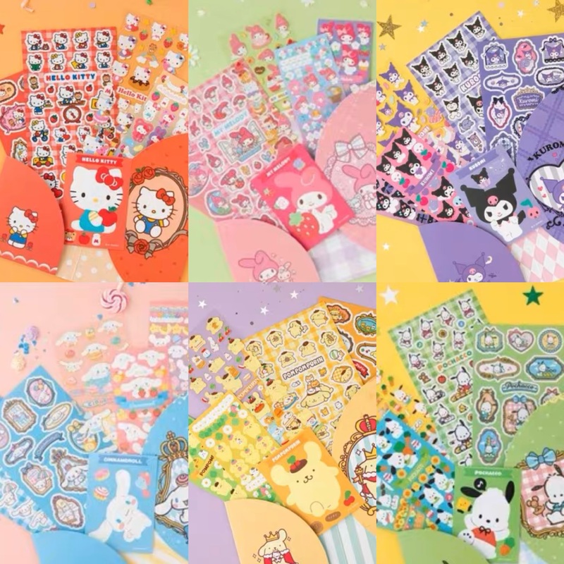 Sanrio Sticket Set | Hello Kitty My Melody Kuromi Cinnamoroll Pompompurin Pochacco – Set of 6pcs Stickers Children Gift