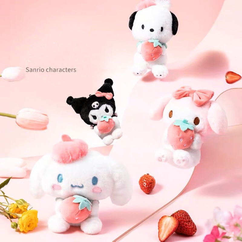 Sanrio Strawberry Mini Plush Keychain | My Melody Kuromi Cinnamoroll Pochacco – Bag Charm