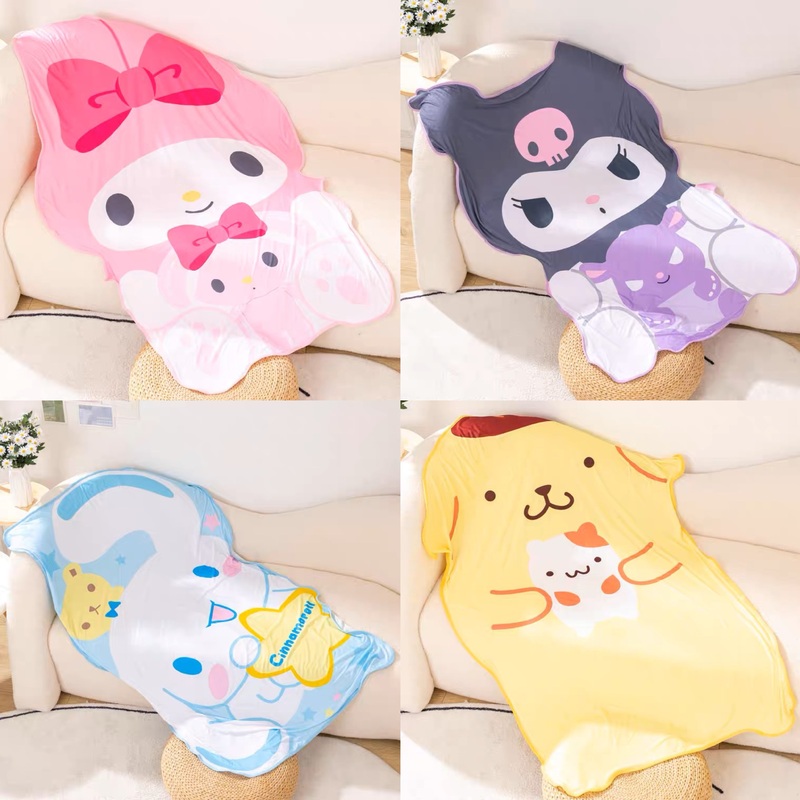 Sanrio Summer Cool Feeling & Felt Blanket | My Melody Kuromi Cinnamoroll Pompompurin – 145x90cm
