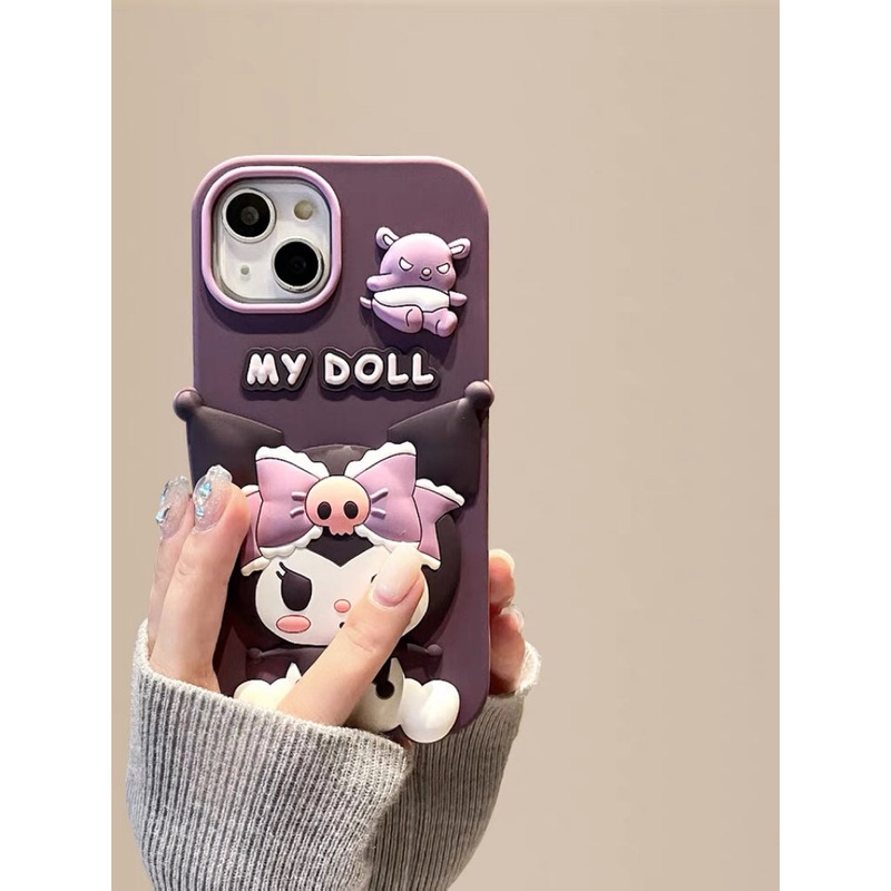 Big Kuromi Doll with Baku Purple Soft iPhone Case 11 12 13 14 15 Pro Promax