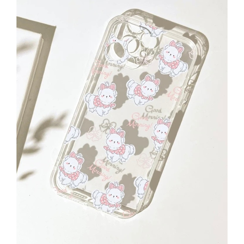 Lovely White Dog with Ribbon iPhone case Kawaii Lovely Cute Lolita iPhone 6 7 8 PLUS SE2 XS XR X 11 12 13 14 15 16 Pro Promax 12mini 13mini