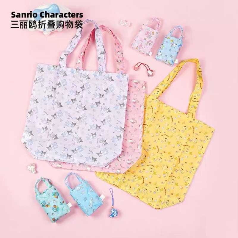 Sanrio Fold Up Tote Bag | Hello Kitty My Melody Kuromi Cinnamoroll Pompompurin Pochacco Hangyodon –  can fold up Tote Bag
