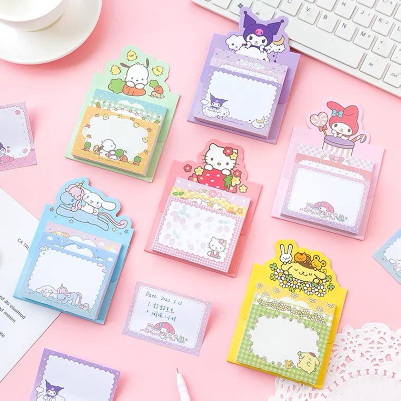 Sanrio Japan 3 Styles Mini Memo Pad | Hello Kitty My Melody Kuromi Cinnamoroll Pompompurin Pochacco – 90Sheets