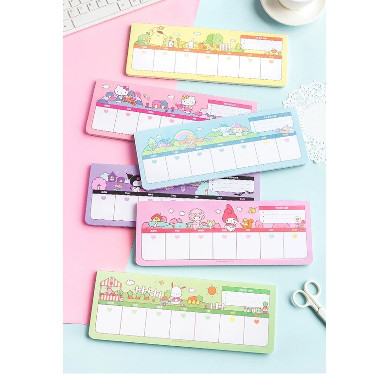Sanrio Japan Cute Cartoon Long Memo Pad | Hello Kitty My Melody Kuromi Cinnamoroll Pompompurin Pochacco – 50Sheets