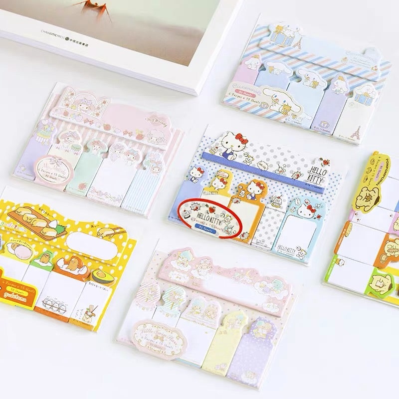 Sanrio Japan Cute Cartoon Memo Stickers Part 1 | Hello Kitty Little Twin Stars My Melody Cinnamoroll Pompompurin Gudetama – 90Sheets
