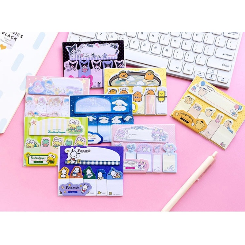 Sanrio Japan Cute Cartoon Memo Stickers Part 2 | Little Twin Stars My Melody Kuromi Cinnamoroll Pompompurin Pochacco KeroKeroKeroppi Gudetama – 90Sheets