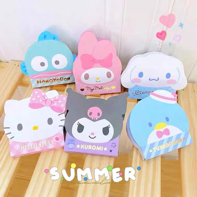Sanrio Japan Memo Pad | Hello Kitty My Melody Kuromi Cinnamoroll Hangyodon Tuxedosam – 84Sheets