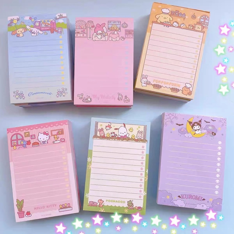 Sanrio Japan Memo Pad | Hello Kitty My Melody Kuromi Cinnamoroll Pompompurin Pochacco – 3 Styles 150 Sheets