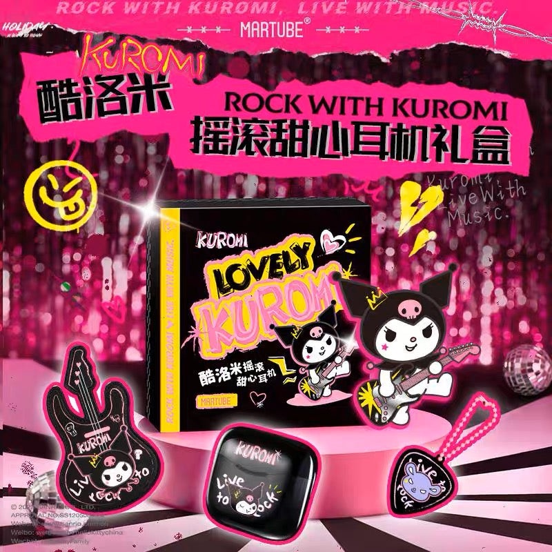 Sanrio Rock with Kuromi Bluetooth Earphones – Black & Pink