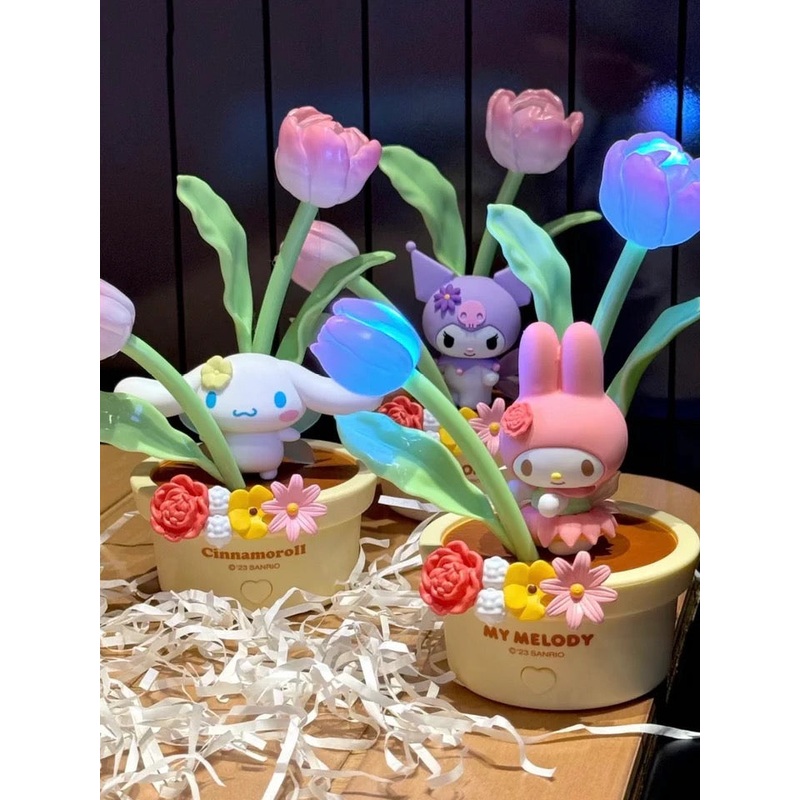 Sanrio with Friend Tulip Flower LED Night Light | My Melody Kuromi Cinnamoroll – Room Decoration