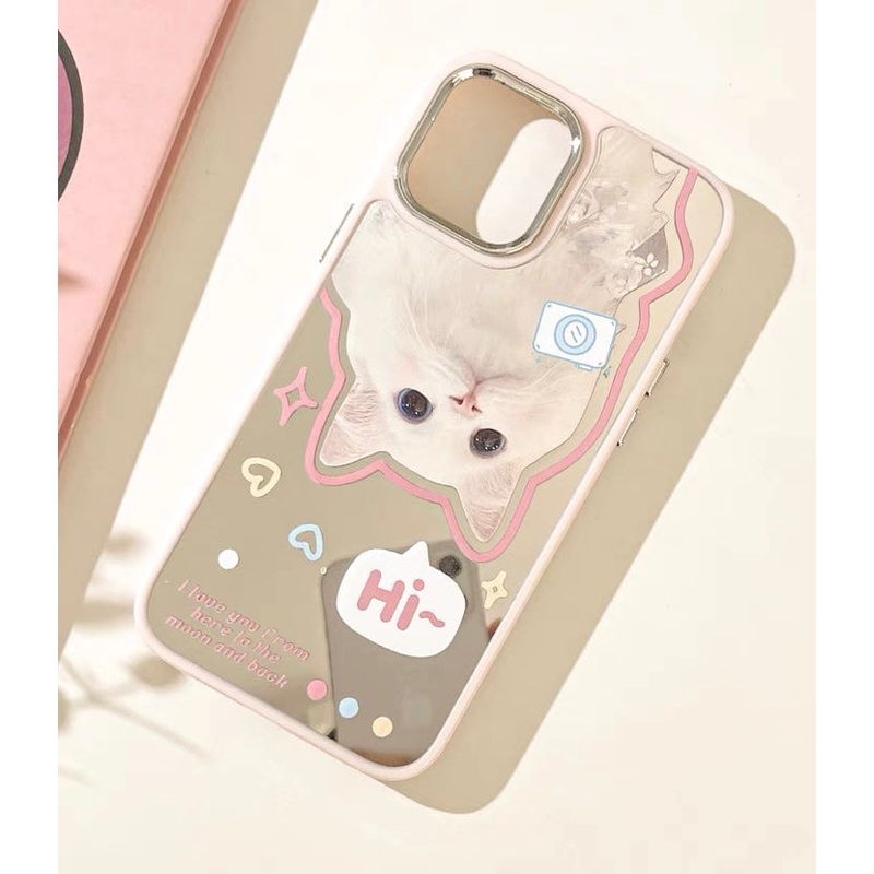 Say Hi White Lovely Cats Hanging iPhone Case 11 12 13 14 Pro Promax