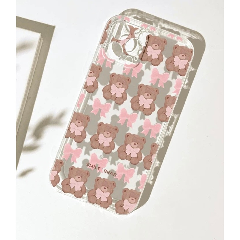 Teddy Bear with Ribbon iPhone case Kawaii Lovely Cute Lolita iPhone 6 7 8 PLUS SE2 XS XR X 11 12 13 14 15 16 Pro Promax 12mini 13mini