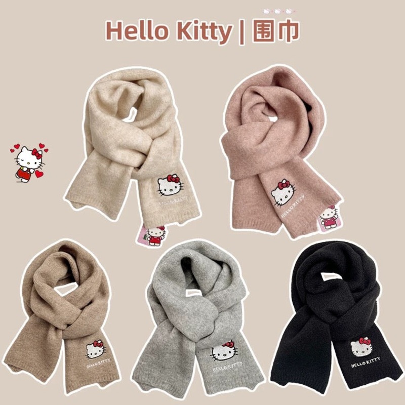 Sanrio Simple Casual Design Warm Scarf | Hello Kitty – Made with Wool Autumn Winter Accessories Fashionable