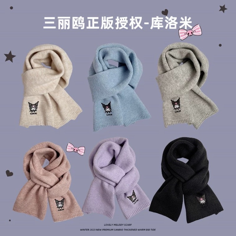 Sanrio Simple Casual Design Warm Scarf | Kuromi – Made with Wool Autumn Winter Accessories Fashionable