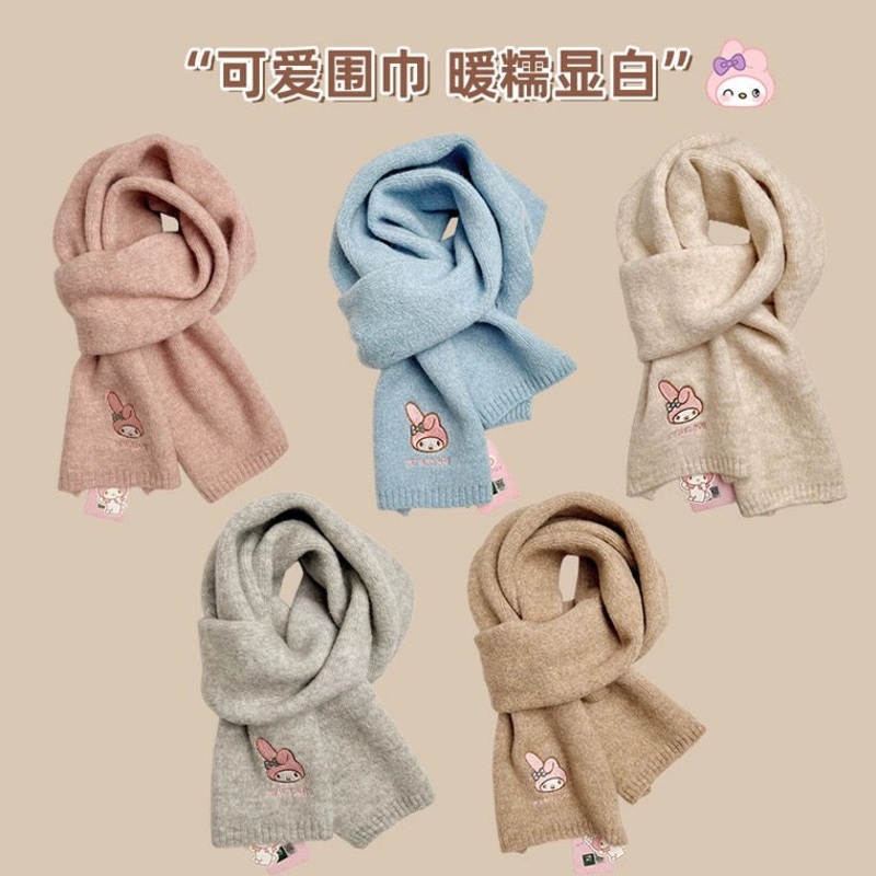Sanrio Simple Casual Design Warm Scarf | My Melody – Made with Wool Autumn Winter Accessories Fashionable