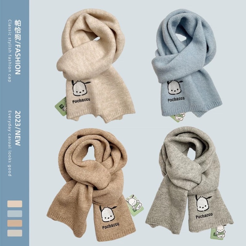 Sanrio Simple Casual Design Warm Scarf | Pochacco – Made with Wool Autumn Winter Accessories Fashionable