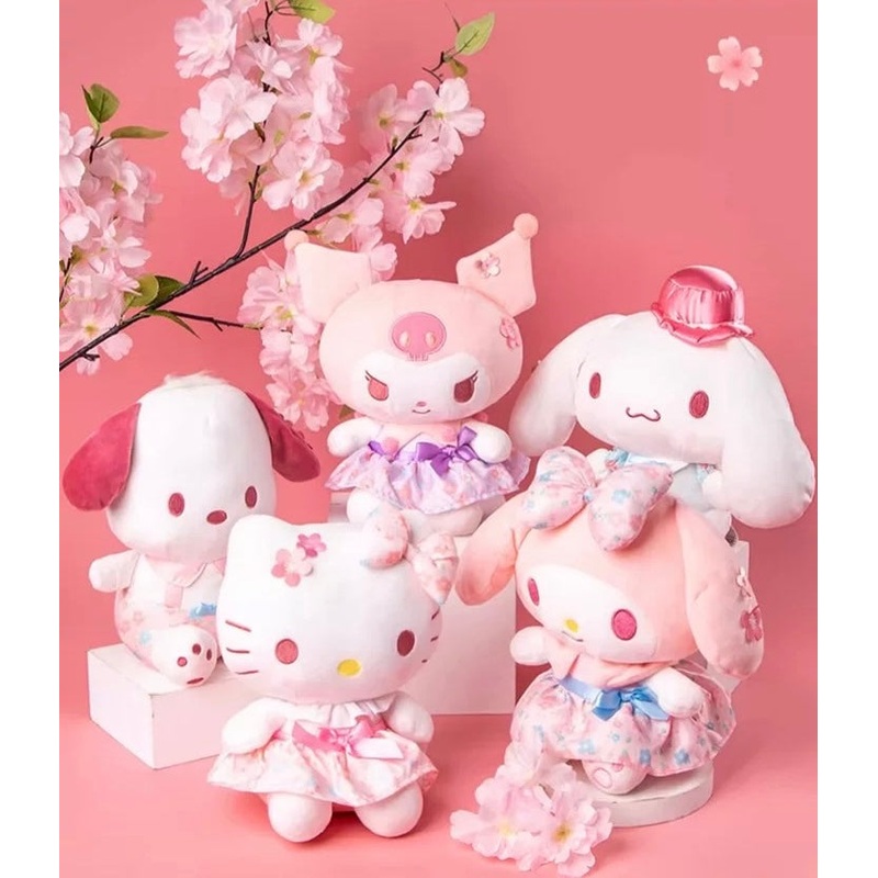 Sanrio Valentines Peach Blossom | Hello Kitty My Melody Kuromi Cinnamoroll Pochacco – Plush Doll