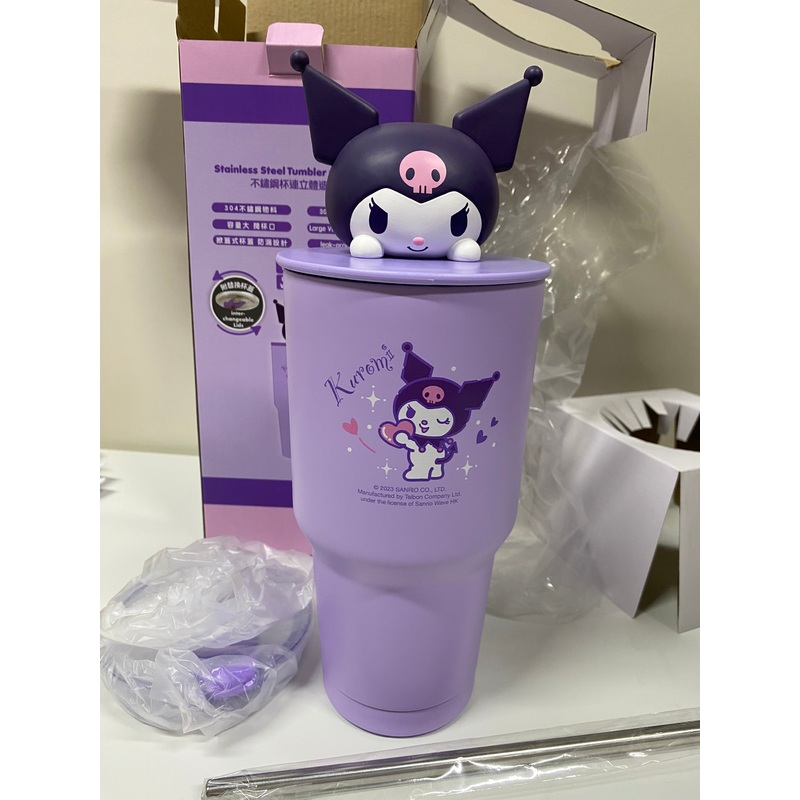 Stainless Steel Tumbler with 3D Lid 900ml | Sanrio Kuromi – Keep Warm & Cool Cup Kitchenware Kitchen