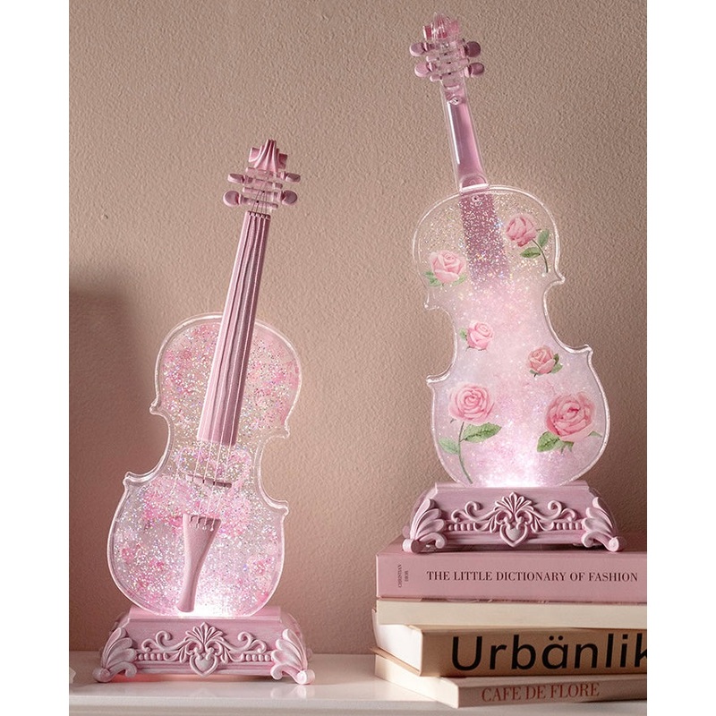 Valentines Day Crystal Ball Violin Sharpe Music Box | Rose and Flamingo –  with LED Night Light with Bluetooth