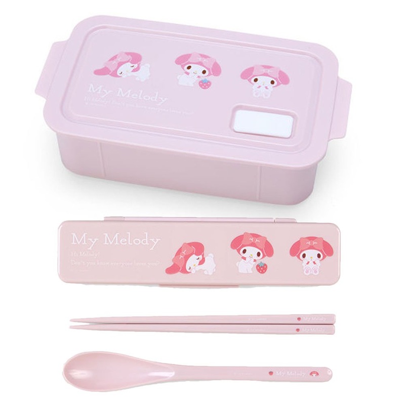 My Melody Bento Box & Chopsticks & Spoon with Case Set