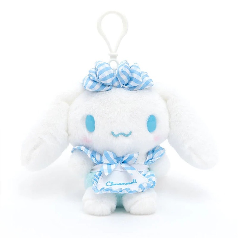 Cinnamoroll Sky Blue Gingham Mascot Plush Clip-On