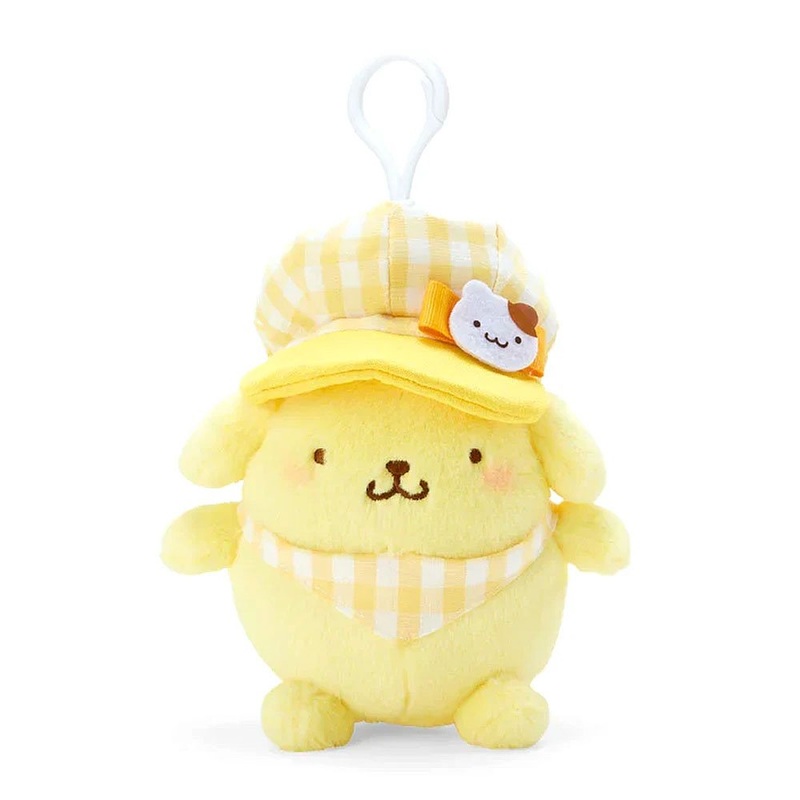 Pompompurin Gingham Casquette Mascot Clip-On Plush
