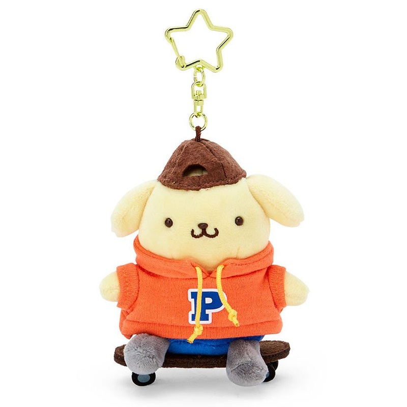 Sanrio Pompompurin Skateboard Plush Mascot Keychain