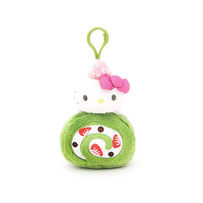 Hello Kitty Matcha Swiss Roll cake Mascot Clip-On Plush