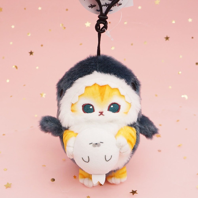 Mofusand Shark Meow Clip-On 5″ Plush Mascot :Yellow Cat