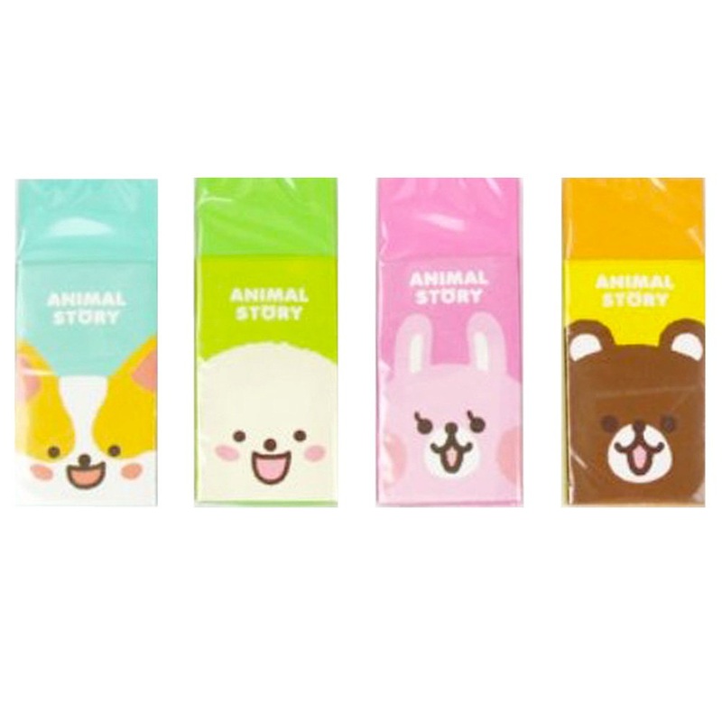 [2-in-1] Animal Story Long Square Eraser Set