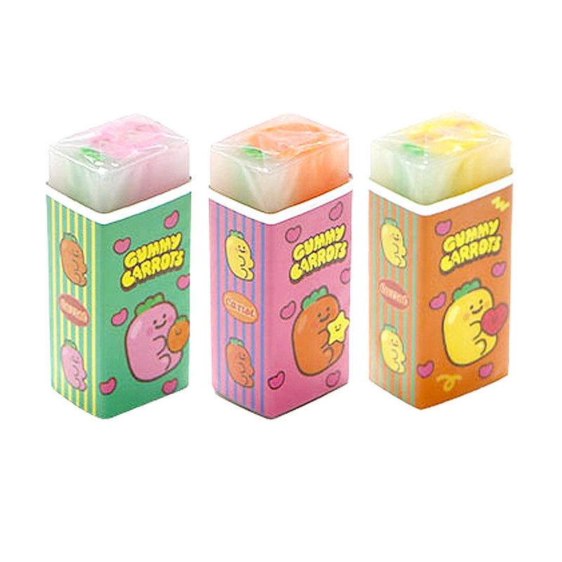 [3-in-1] Gummy Carrots Center Eraser Set