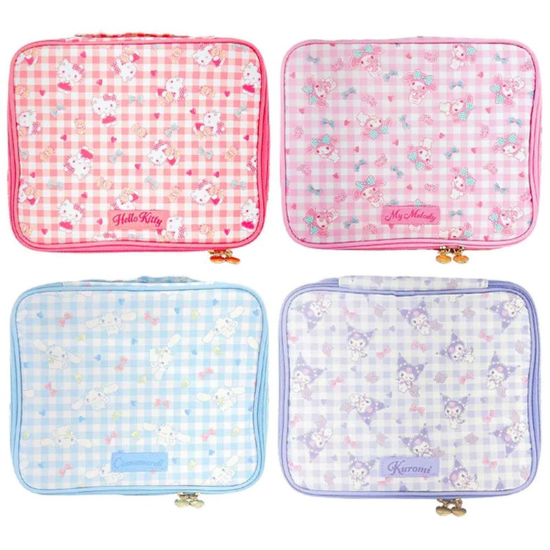 Sanrio Characters Gingham Divider Cosmetic Case