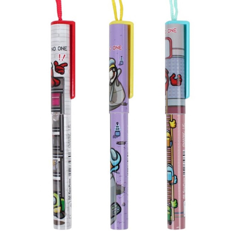 [3-in-1] Among Us Clip Cap Necklace Ballpoint Pen Set