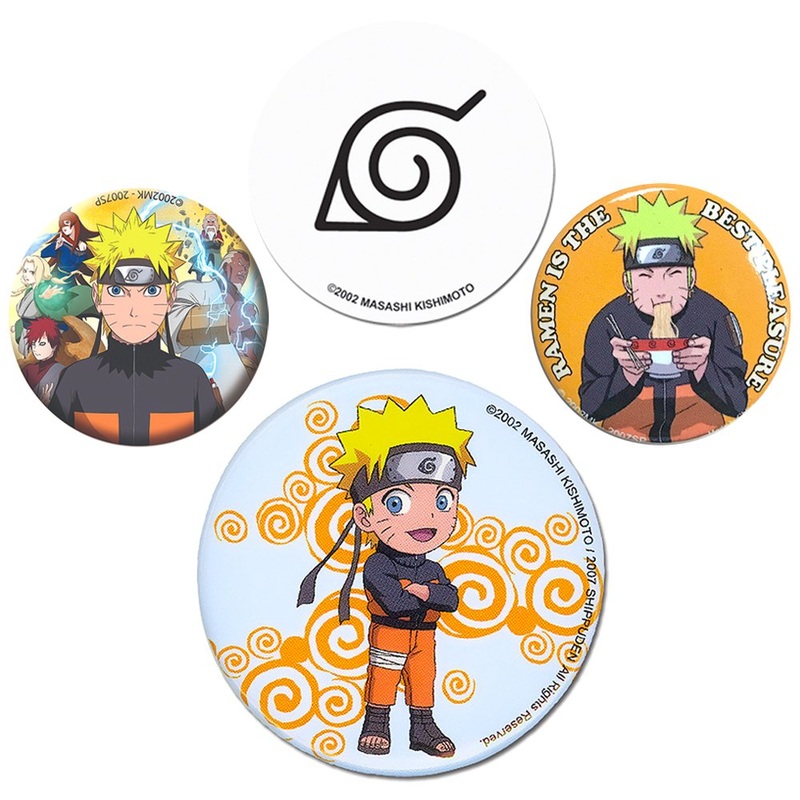 [4-in-1] Naruto Button Pin Set (3 Sizes)