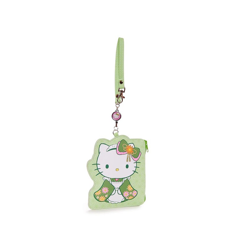 Hello Kitty Matcha Die-Cut Card Case with Key Reel