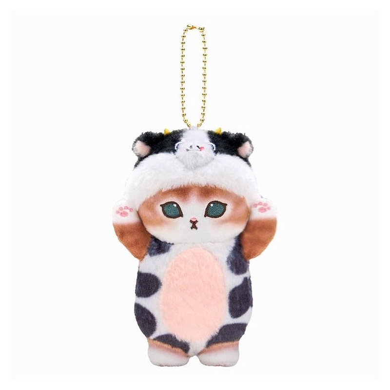 Mofusand Animal Mascot Plush Keychain :Cow