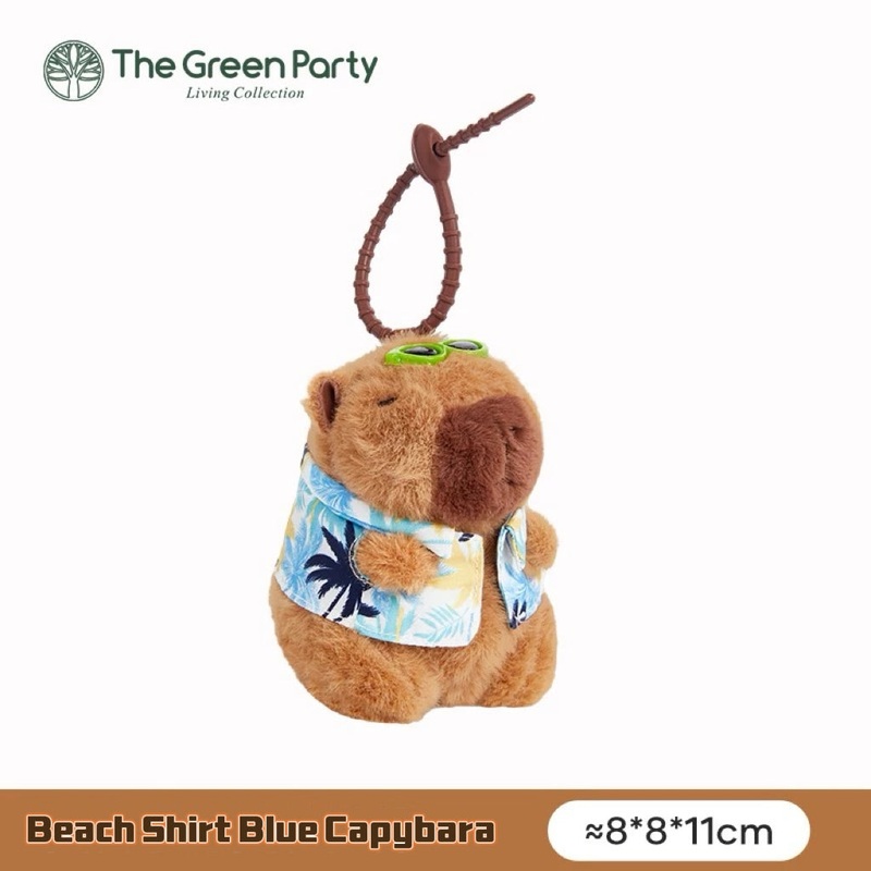 Capybara x The Green Party Blue Beach Shirt Plushie Pendant