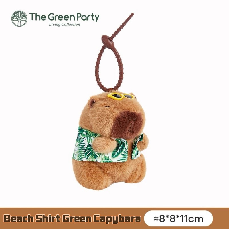 Capybara x The Green Party Green Beach Shirt Plushie Pendant